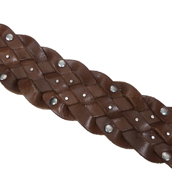 OLD NAVY Braided Leather Belt Stud Details Western Equestrian Rodeo Size Medium - Picture 6 of 15